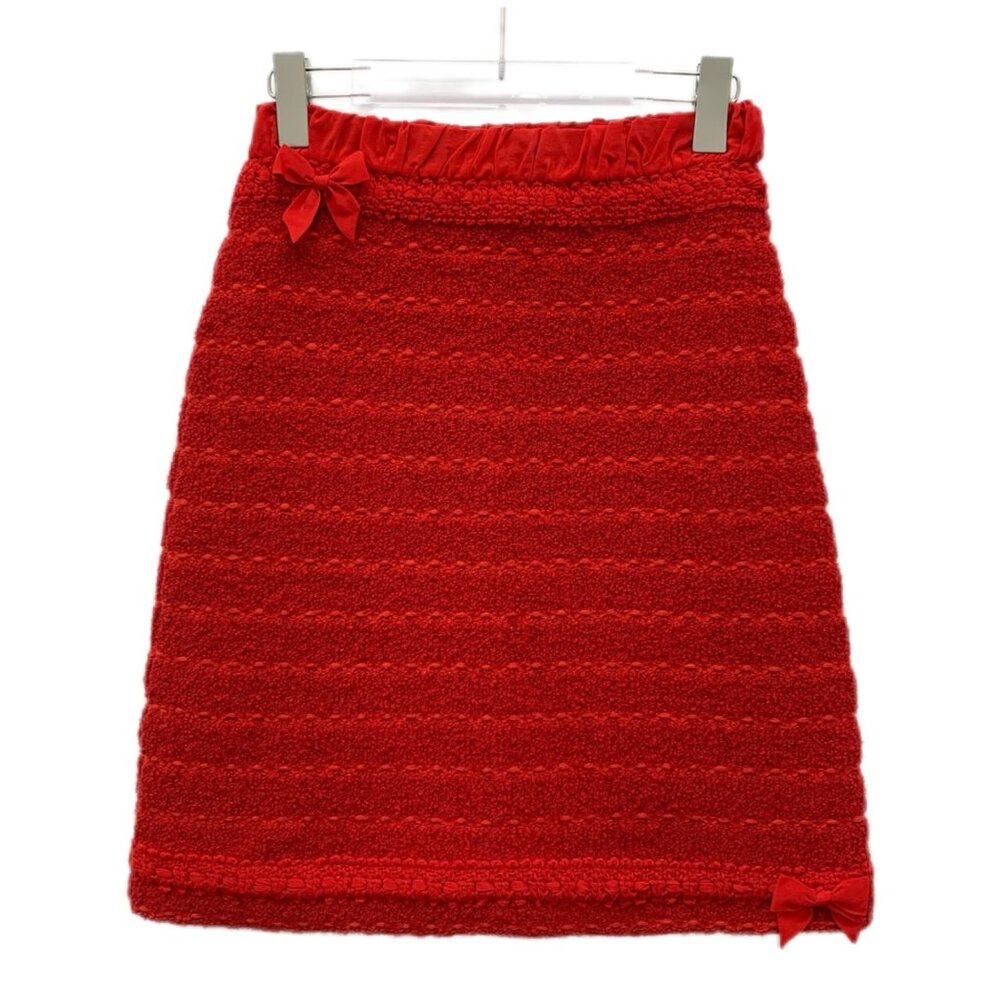 Gucci Red Bow Wool Knit Pencil Skirt